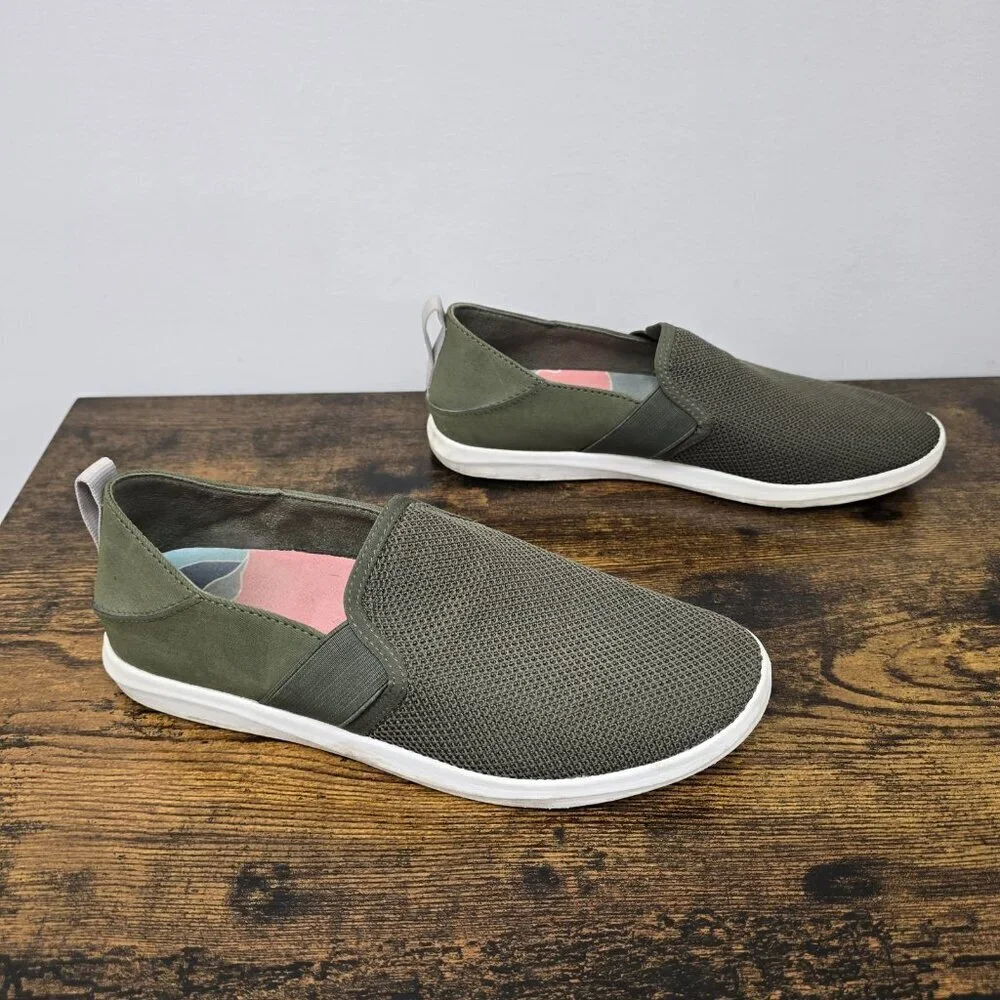Olukai Hale'iWa Green Slip On Sneakers Womens Size 9 Comfort Casual Loafer Flats